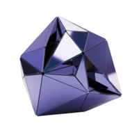 Abstract Purple Metallic Geometric Shape 3 D Render Facets Shiny Reflective Triangles isolated on a transparent background png