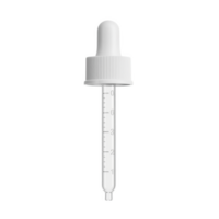 A clear glass dropper with white rubber bulb isolated on transparent background png