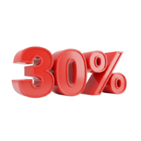 A bold red 30 discount sign, isolated on transparent background png