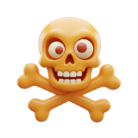 A cheerful orange skull with crossed bones, isolated on transparent background png