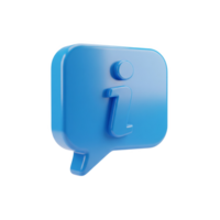 A glossy blue information icon in a speech bubble shape, isolated on transparent background png