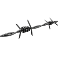 A strand of sharp barbed wire, isolated on transparent background png