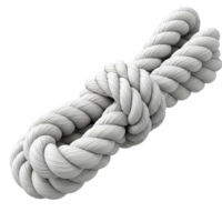 A tightly wound white rope, its strands interwoven, isolated on transparent background png