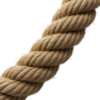 A thick, spiraling rope isolated on transparent background, its fibers tightly wound in a diagonal pattern png