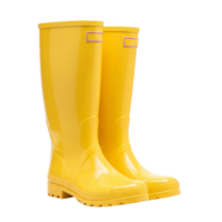 Pair of yellow rain boots isolated on transparent background png