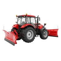 Red tractor with snowplow isolated on transparent background png