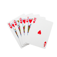 Royal flush of hearts isolated on transparent background png
