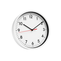 White round wall clock isolated on transparent background png