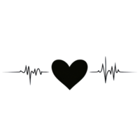 Heart graphic with heartbeat line symbolizing love and life in a minimalistic design png