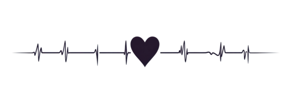 Heartbeat line with heart symbol representing love and life in a minimalist style png