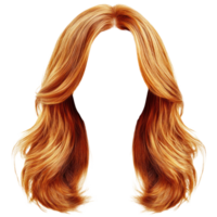 Gorgeous long wavy hair in vibrant copper tones with a realistic isolated appearance for styling options png