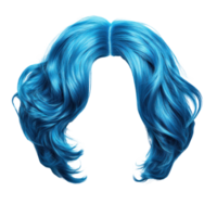 Vibrant blue wavy hair isolated on a white background for creative projects png
