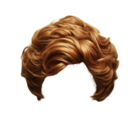 Stylish medium length brown wig with soft curls for versatile hairstyles and occasions png