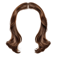 Long brown hairstyle with soft waves in a natural style isolated on a white background png
