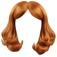Long wavy ginger hair with soft curls in a beautiful isolated presentation for styling ideas png