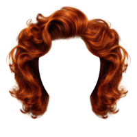 Vibrant red wavy hairstyle with soft curls for a bold and stylish appearance png