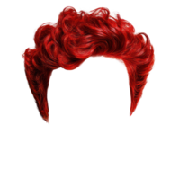 Vibrant red curly hairstyle isolated on white background for creative projects and design png