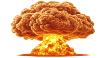 Explosion cloud rising from the ground in an orange hue during a nuclear test event png
