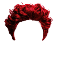 Unique vibrant red wig with curly texture perfect for costume or fashion use at parties or events png