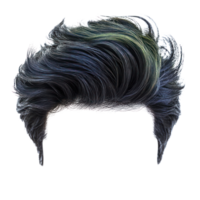 Stylish black and green hair with a voluminous texture and dynamic styling png