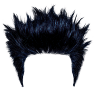 Bold black spiky hairstyle isolated on a white background for creative design and styling projects png