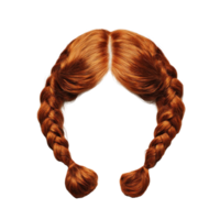 Braided red hair with two distinct braids isolated on white background png