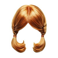 Cute isolated orange hair styled in two playful pig tails with shiny texture png