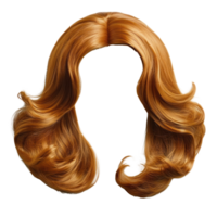 Elegant golden wavy hairstyle isolated on white background showcasing rich color and flowing texture png