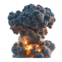 Explosive cloud formation rising from a fiery blast at dusk causing a dramatic visual impact png