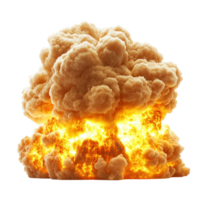 Large explosion with fire and smoke billowing in the air during a daylight event png