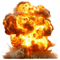 Massive explosion creates fiery cloud against clear background during a military exercise near a training area png