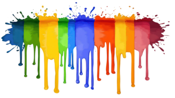 Colorful paint splashes creating vibrant artwork on a white background png