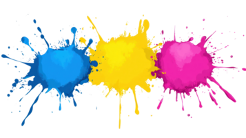 Colorful paint splashes create a vibrant artistic expression on a white background png