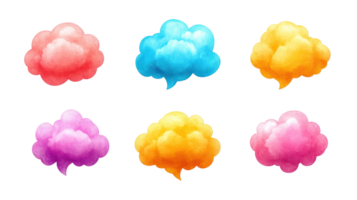 Colorful speech bubbles in various shades for creative designs and communication png