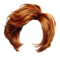 Natural looking orange brown wavy hairstyle with volume and layers for casual or formal occasions png