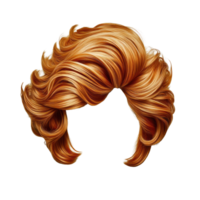 Unique golden blonde hairstyle with voluminous curls and waves designed for creative styling png