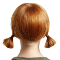 Bright orange hair styled in playful pigtails viewed from the back against a plain background png