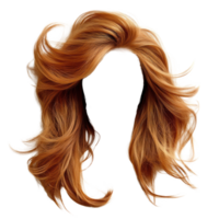 Long flowing ginger hairstyle with soft waves for a natural look png