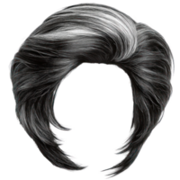 Stylish black and white wavy hairstyle suitable for various occasions and looks png