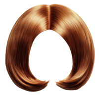 Stylish brown wig with smooth texture and elegant shape for fashion and costume use png