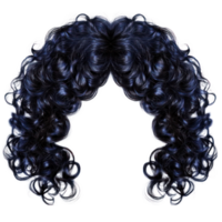 Curly dark blue hair isolated on a white background showcasing unique texture and volume for creative uses png