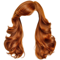 Long flowing red hair with soft waves suitable for various hairstyles and occasions png