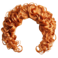Bright orange curly wig with voluminous ringlets perfect for costume parties or theatrical performances png