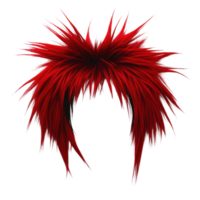 Bold red spiky hairstyle that stands out with vibrant color and energetic design for creative looks png