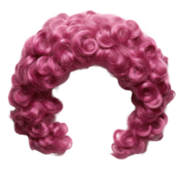 Curly pink wig with voluminous curls designed for costume parties and theatrical performances png