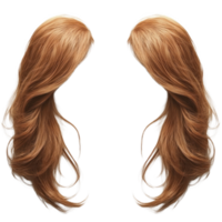 Long flowing wavy hair in warm brown shade with natural movement and volume for styling options png
