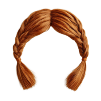 Braided red hair with two sections and long loose strands, ideal for various creative styles or costume purposes png