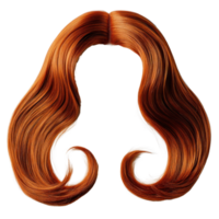 Flowing long wavy orange hair with curls, perfect for styling and costume use png