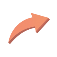 Curved orange arrow pointing right, simple design, isolated on white background for clear visibility png