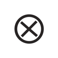 Simple black cross symbol inside a circular outline, isolated on a transparent background png